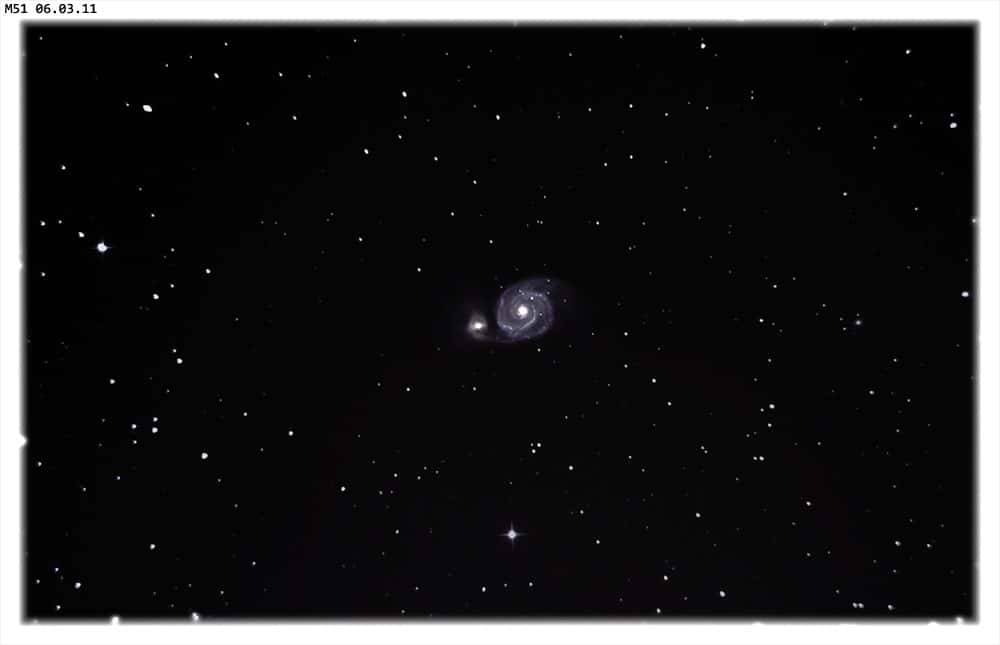 La galaxie spirale M 51 photographiée il y a quelques semaines sans sa supernova. © J.-C. Baudevin