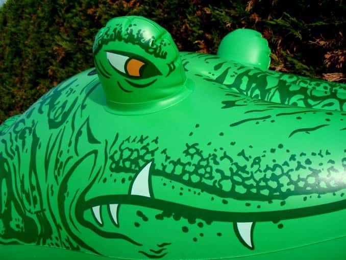 Certes, les crocodiles gonflables ne mordent pas mais ils peuvent être dangereux ! © DR