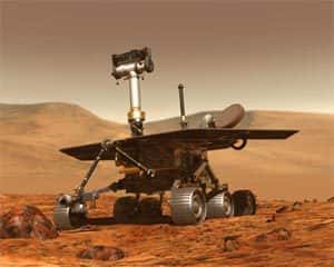 Un rover type MER (Opportunity ou spirit, les 2 rovers sont les mêmes). Crédits : JPL/NASA
