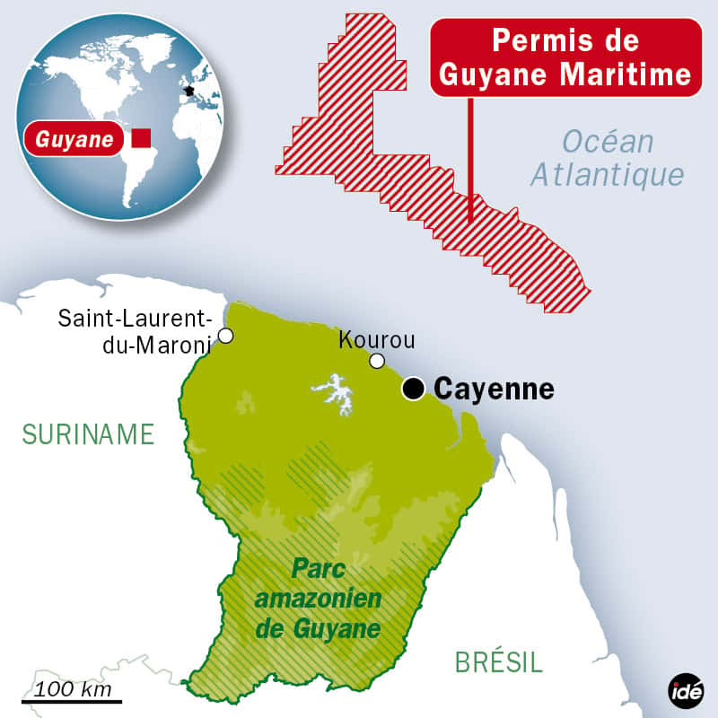 Le pétrole découvert par le consortium se situe à 150 km des côtes de la Guyane française. © idé