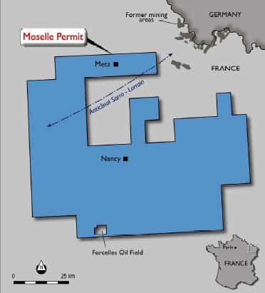 Le permis Moselle s'étend sur les 4 départements lorrains. © Elixir Petroleum
