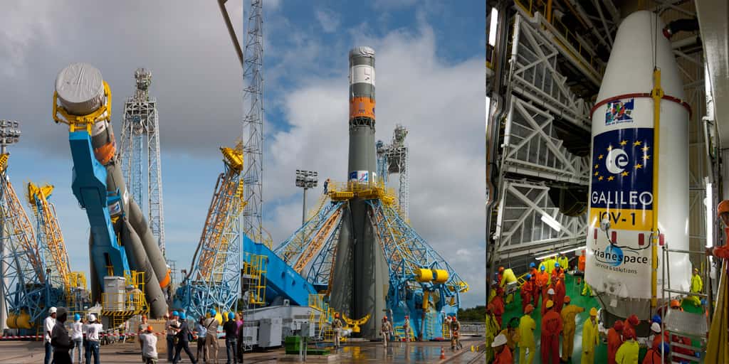 Onze ans après les premières études (débutées en 1998), une étape significative de la coopération avec la Russie se concrétise avec le premier lancement d’un lanceur Soyouz depuis la Guyane.  © Esa/S. Corvaja, 2011