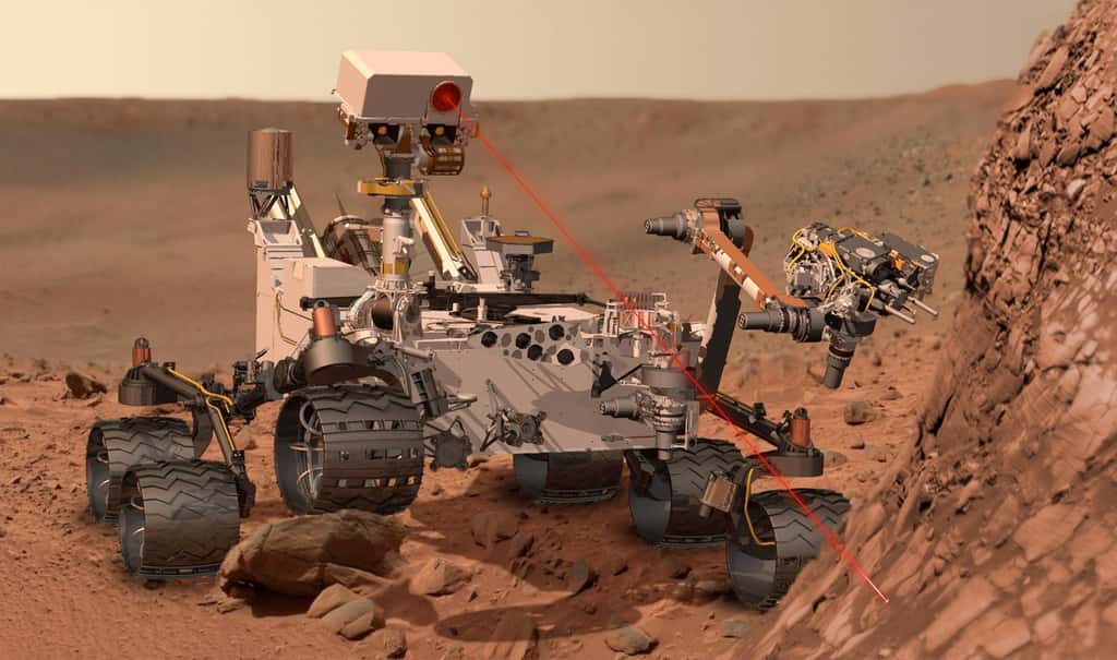 Une fois en activité à l'intérieur du cratère Gale, Curiosity pourra compter sur trois antennes pour relayer vers la Terre les données enregistrées par ses dix instruments. © Nasa/JPL