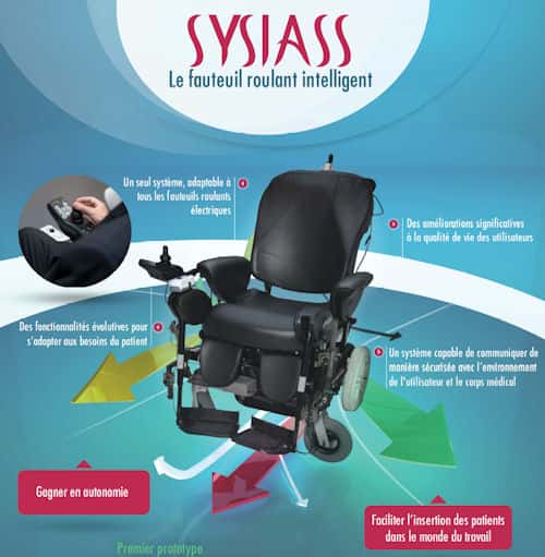 Le prototype de fauteuil intelligent qui va être testé jusqu’en mars prochain à la Fondation Garches. © Syssias