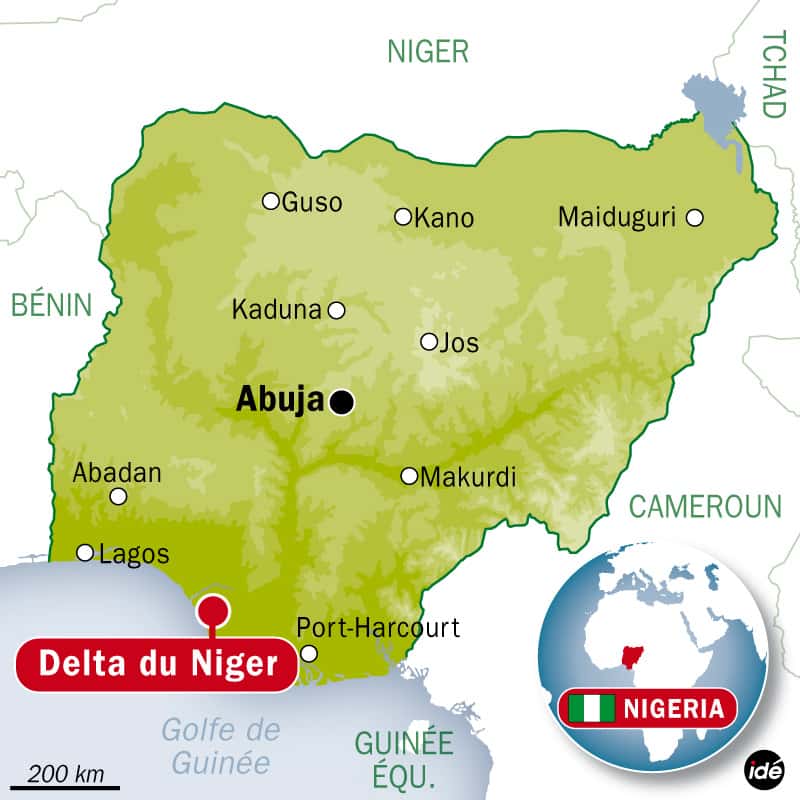 La marée noire s'est produite à environ 120 km des côtes nigérianes, au large du delta du Niger. © Idé