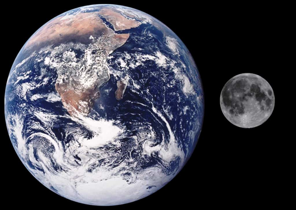 Une comparaison de la taille de la Lune et de la Terre. © Nasa-Wikipédia