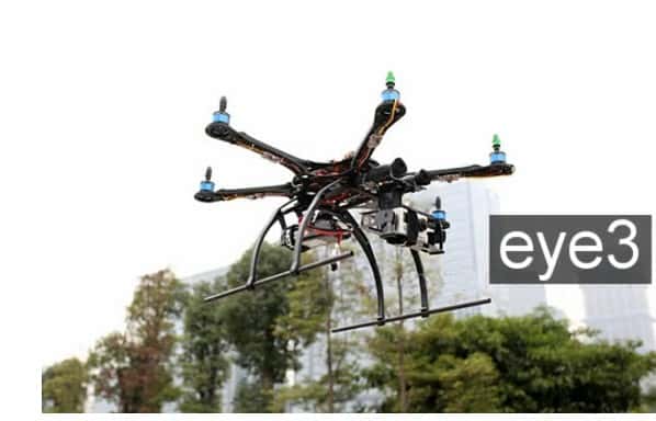 Le drone Eye3 est équipé de six rotors et d’un système de stabilisation automatique. Il peut emporter tout type d’appareil photo. © Eye3