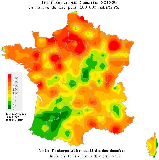 L'épidémie de gastroentérite est passée, mais le Nord de la France a encore été touché la semaine passée. © Réseau Sentinelles