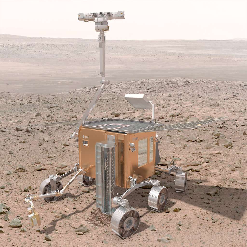 Sans le Skycrane de la Nasa, l'Esa va devoir trouver un système d'atterrissage pour poser sur Mars le rover ExoMars 2018. © Esa