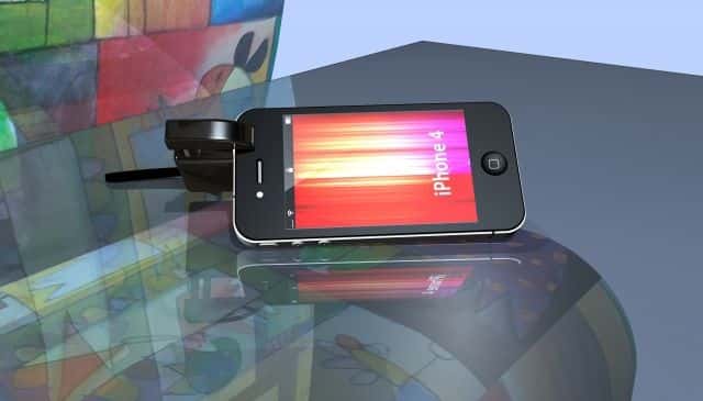 Le soclaphone, invention présentée au Concours Lépine 2012 : pour tenir à l'horizontale ou à la verticale un téléphone portable. © Concours Lépine 2012