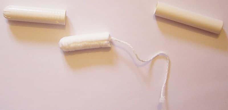 Un tampon hygiénique, pour ceux qui ne connaissent pas, se compose de ces trois éléments. L'élément avec la ficelle va s'imbiber de sang durant les menstruations. C'est ce qui était présenté aux ours. © Shattonbury, Wikipédia, cc by sa 1.0