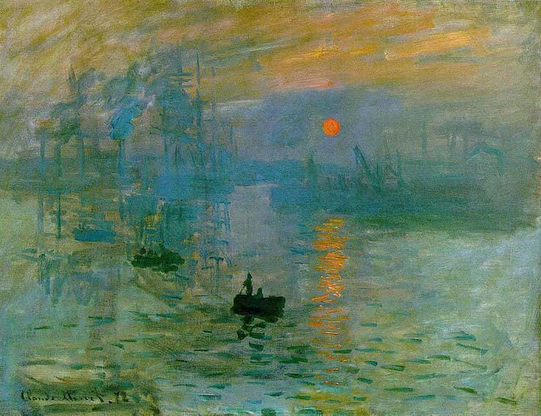<em>Impression soleil levant</em>, le célèbre tableau de Monet qui est à l'origine du mouvement impressionniste. Ce courant artistique a mis du temps à être accepté par ses contemporains. © Claude Monet, Wikipédia, DP