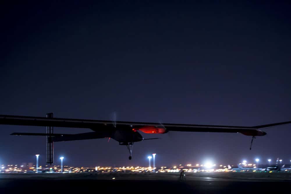 Le HB-SIA décolle de l'aéroport de Madrid-Bajaras le 5 juin 2012, à 5 h 24 locales. © Solar Impulse / Jean Revillard
