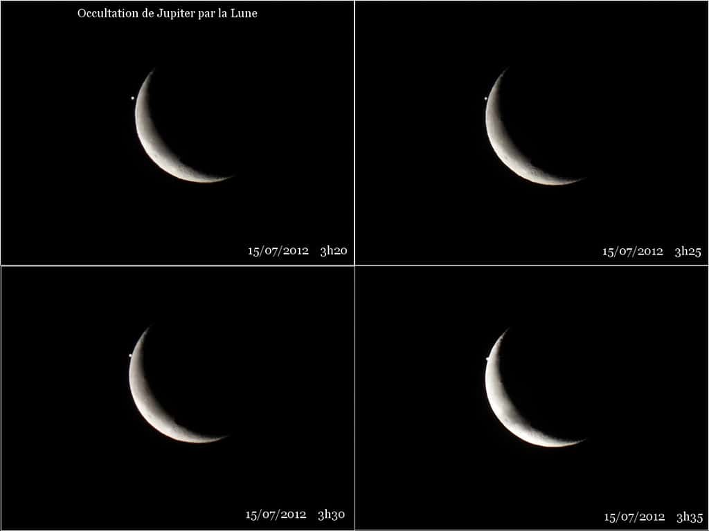 Le 15 juillet vers 3 h 30, Jupiter disparaît lentement derrière la Lune. © Jean-Baptiste Feldmann
