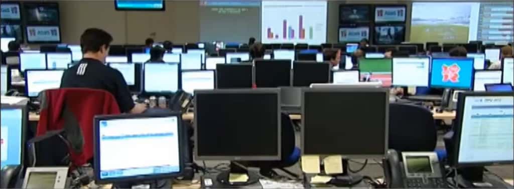 Le centre de contrôle d'Atos pour la gestion de ses systèmes informatiques dédiés aux Jeux olympiques de Londres. © Atos