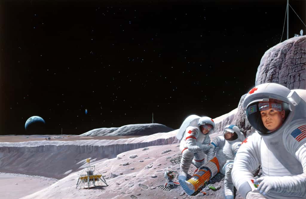 Sur la Lune comme dans l’espace, les astronautes sont soumis aux sautes d’humeur du rayonnement spatial. © Nasa/<em>Johnson Space Center</em>