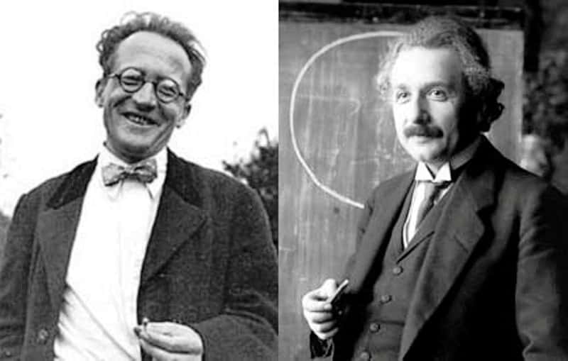 Erwin Schrödinger et Albert Einstein partageaient bien des choses en commun, comme un intérêt pour la philosophie et une insatisfaction devant l'interprétation orthodoxe de la mécanique quantique. Ils ont travaillé sur des thèmes identiques en relativité générale, de la cosmologie à une théorie unifiée de la gravitation et du champ électromagnétique. © DP