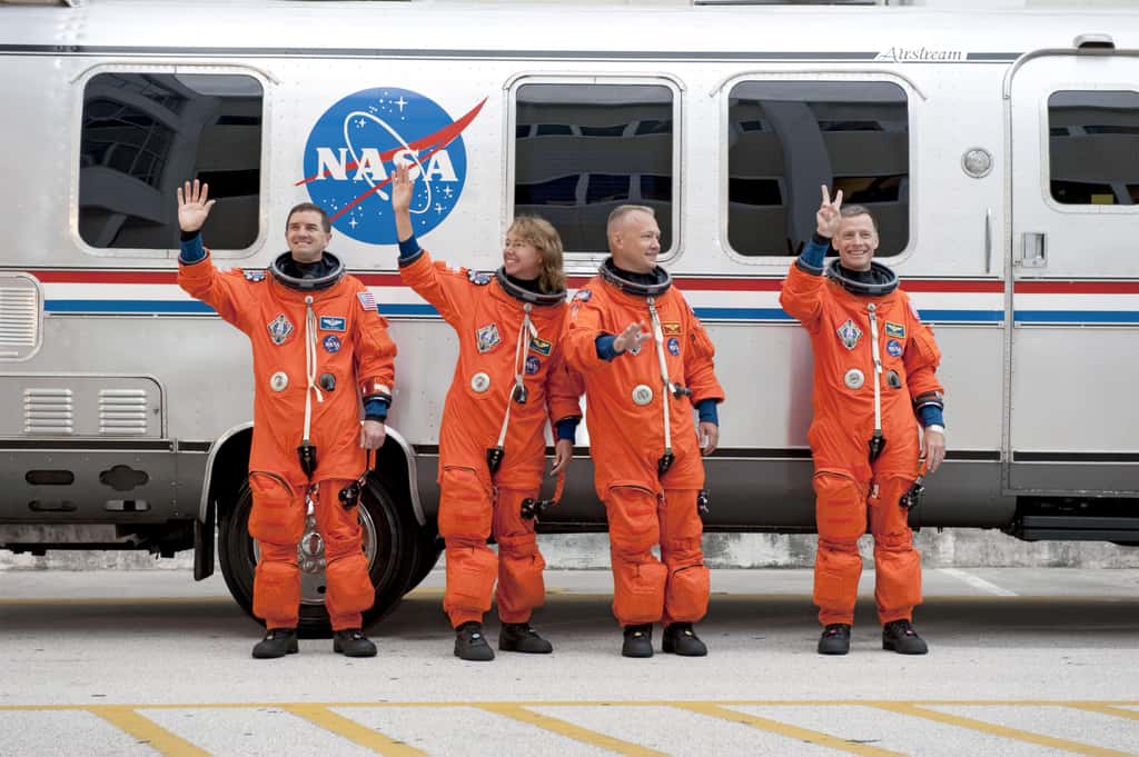 Le dernier équipage américain envoyé dans l'espace à bord d'une navette (Atlantis, STS-135). © Nasa 