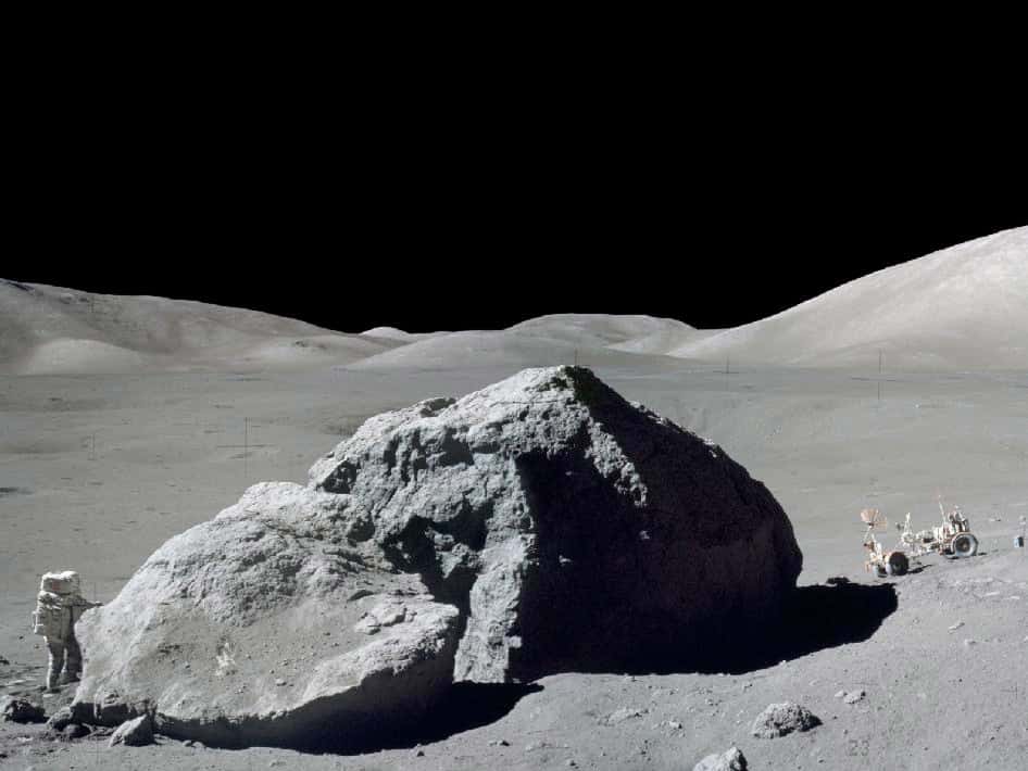Décembre 1972 : Harrison Schmitt (à l'image) et Eugene Cernan sont les deux derniers astronautes de l'épopée Apollo à quitter la Lune. © Nasa