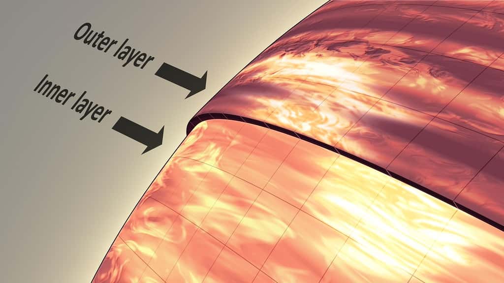 La vision infrarouge de Hubble pénètre plus en profondeur que celle de Spitzer. Les astrophysiciens ont ainsi découvert la présence de deux couches nuageuses différentes dans l’atmosphère de la naine brune 2MASSJ22282889-431026. © Nasa, JPL-Caltech