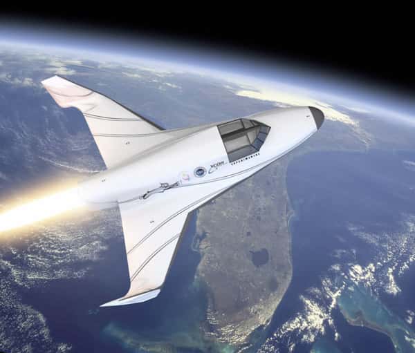 Le Lynx de XCor, conçu pour un pilote et un passager, pourrait bien damer le pion à Virgin Galactic et devenir le premier avion spatial touristique. Affaire à suivre. © Xcor Aerospace