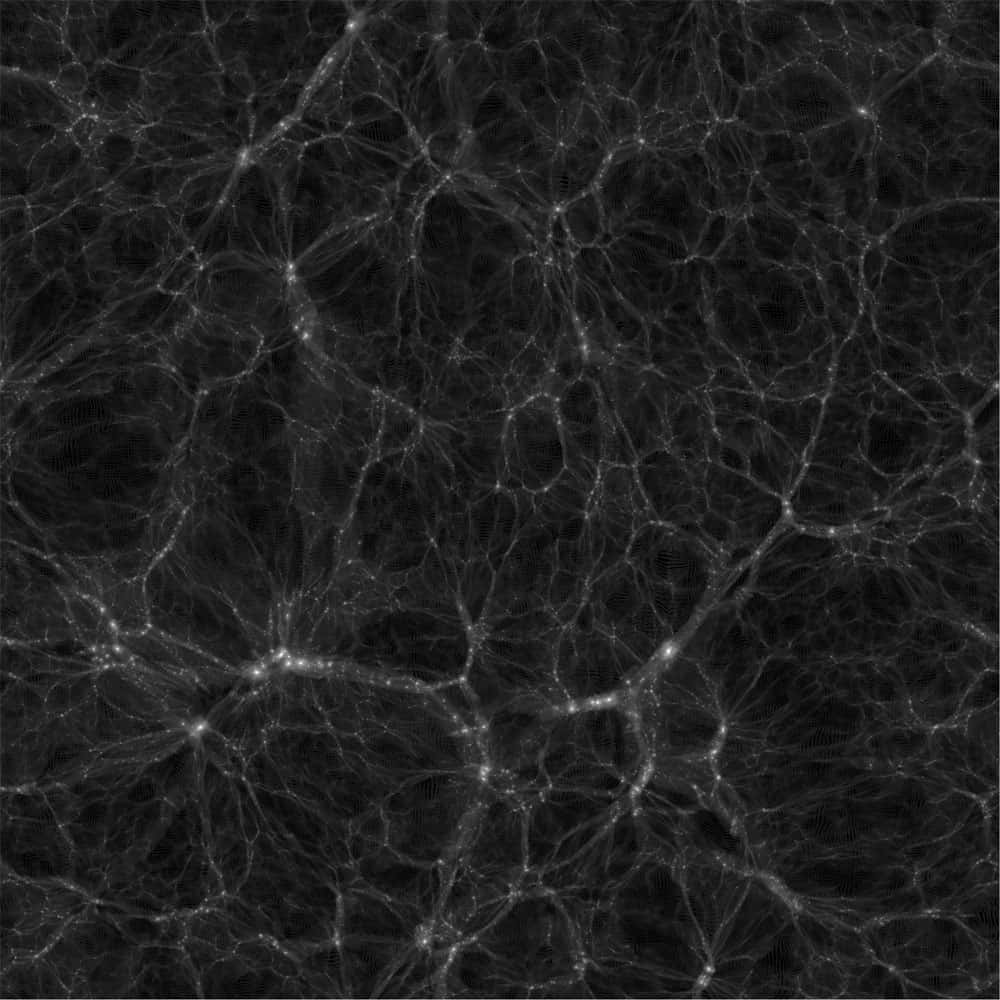 L'aspect local de l'univers observable calculé par DEUS dans le cadre du modèle cosmologique standard. On voit qu'après des milliards d'années d'évolution, les amas de galaxies se sont regroupés avec la matière noire en formant des filaments. © <em>DEUS consortium</em>, 2013
