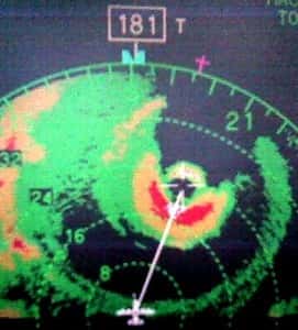 Image radar de l'ouragan Wilma prise à 25 kilomètres de l'oeil le 19 Octobre 2005<br />Crédi