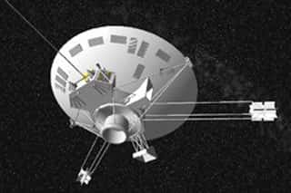 <br />La sonde spatiale Pioneer 10 modélisée par Celestia. 