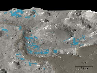 Carte de Mars des minéraux "hydratés" dans la vallée Marwth.<br />Crédits : ESA