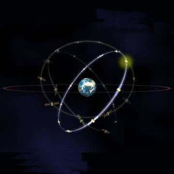 Le système de navigation par satellite européen Galileo<br /> Il devrait être opérationnel en 2008<br /> (Crédits : ESA)