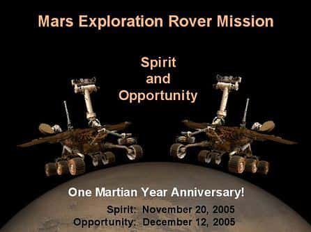 Premier anniversaire martien pour les astromobiles Spirit et Opportunity ! <br />(Crédits : NASA/JPL)