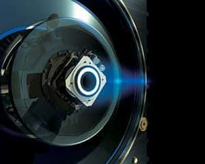 Vue d'artiste du moteur ionique de Smart-1 <br />(Crédits : ESA)