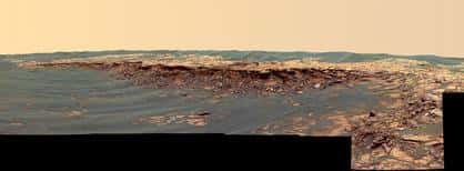 Panorama de l'affleurement rocheux "Payson", vu par Opportunity <br />(Crédits : NASA/JPL)