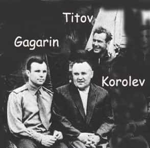 Youri Gagarine, Guerman Titov et Sergueï Korolev. © Wikimedia Commons