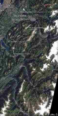 La dix-septième épreuve du Tour de France vue par le satellite Landsat de la NASA <br />(Crédits : NASA/Robert Simmon/Landsat science team/ UMD Global Land Cover Facility)
