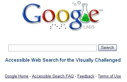  <em>Google Accessible Search </em>: un moteur de recherche qui s'adresse aux malvoyants <br />(Crédits : Google Inc)