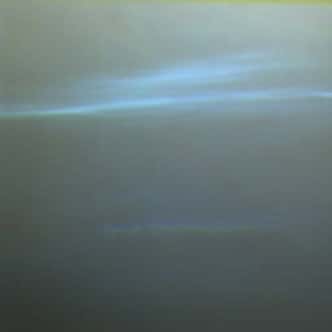 Un nuage nacré surpris en août 1997 par le rover de la mission Mars Pathfinder <br />(Crédits : NASA Pathfinder)