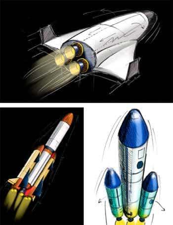 Quelques prototypes du futur lanceur étudiés dans le cadre du projet Oural