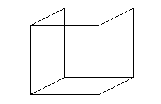 Ceci est-il un cube ou 12 segments du plan ? Si nous sommes capables d'imaginer le volume, les points d'intersections marqués en rouge existent bel et bien dans le plan.<br />Crédits : S. Tummarello