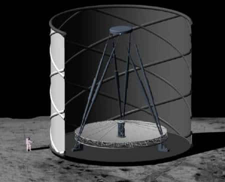 Un télescope avec miroir liquide de 20 m de diamètre sur la Lune<br />Crédit : Tom Connors, <em>University of Arizona</em>