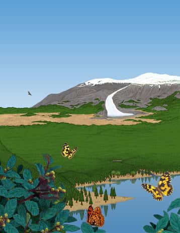 Reconstitution du paysage au Groenland il y a 450.000-800.000 ans.<br />Crédit : Bent Jærdig Knudsen 