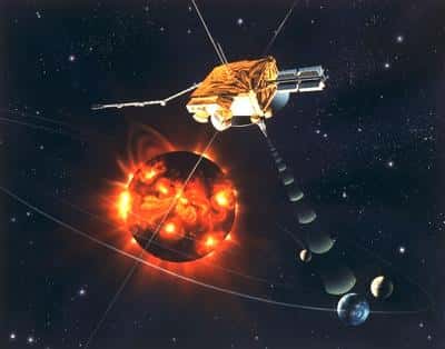 La sonde Ulysse étudiant les pôles du Soleil (Crédit : ESA).