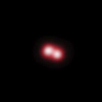 Images superposées de la même région du ciel prises à cinq années d'intervalle, mettant en évidence le déplacement de l'étoile. Chédit Nasa/Chandra.