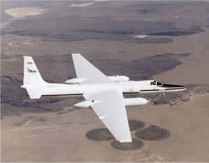 Le ER-2 de la Nasa, dérivé du U2, l'avion stratosphérique de reconnaissance militaire, conçu dans les années 1950 et qui vole toujours. © <em>Nasa Dryden Research Center Photo Collection</em>/ Jim Ross