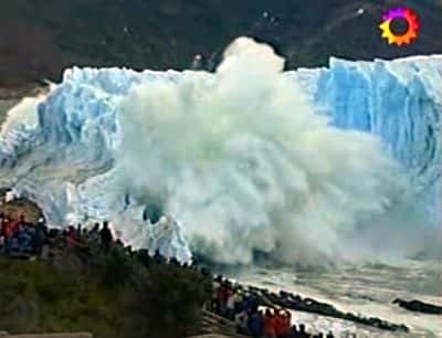 Effondrement du Perito Moreno, image 3. Capture télévision argentine