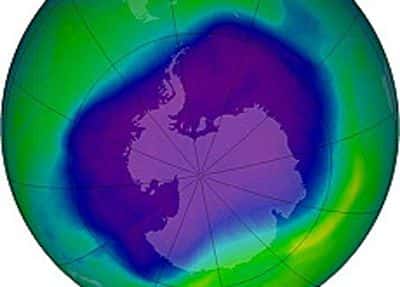 Le trou dans la couche d'ozone le 12 septembre 2007. Crédit OMM
