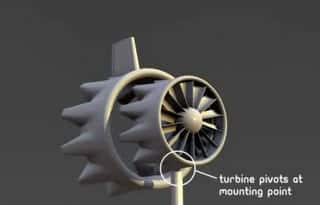 Comme une girouette, la turbine s'aligne d'elle-même dans l'axe du vent. © FloDesign Wind Turbine
