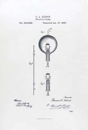 Le brevet de la lampe d'Edison, daté du 27 janvier 1880. Elle aura vécu plus de 130 ans... © Licence <em>Commons</em>
