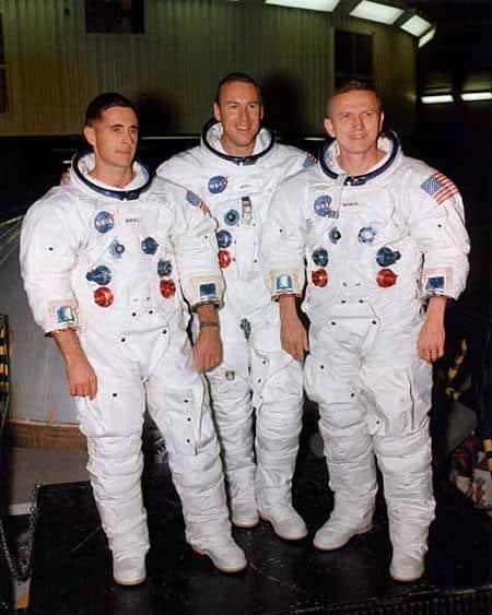 Anders, Lovell et Borman avant leur vol historique autour de la Lune. Crédit Nasa