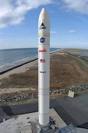 Le lanceur Taurus-II d'Orbital Sciences Corp. (vue d'artiste). Crédit Orbital